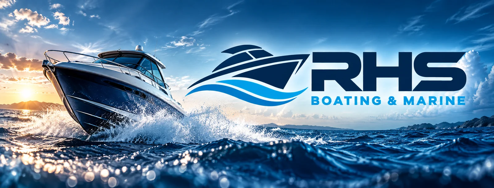 RHS Boating & Marine — speedboat at sunset